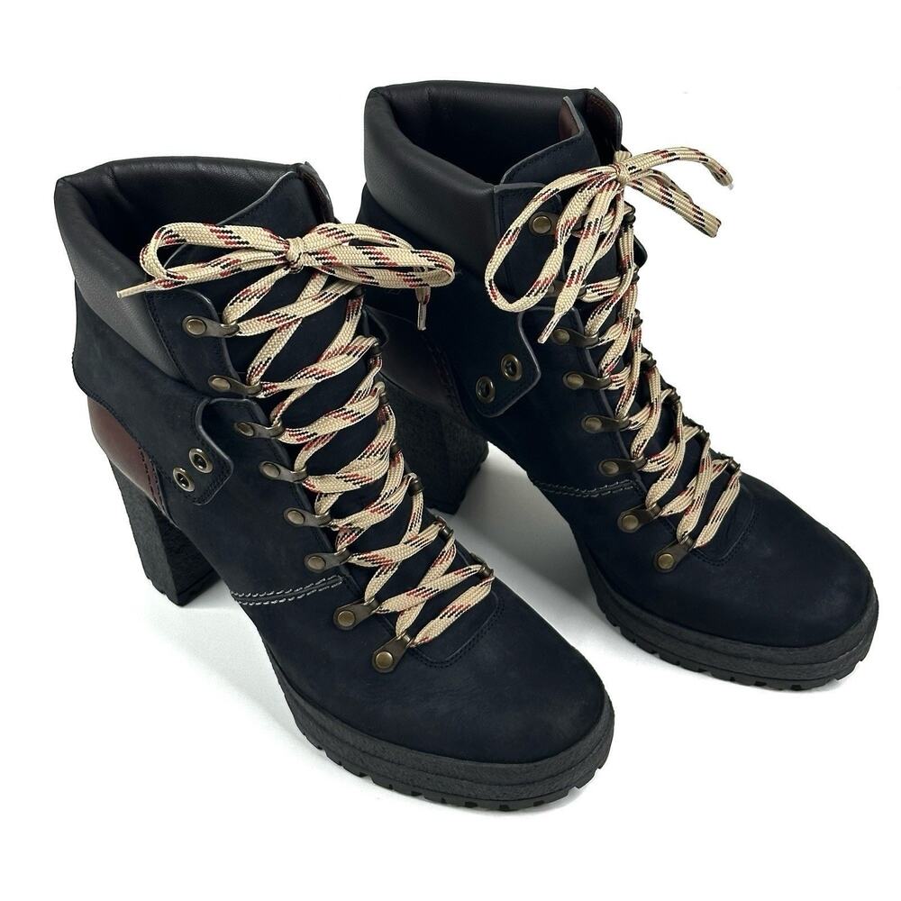 See By Chloe Eileen Black Brown Lug Heeled Platform Boots Women’s EU 41 US 10.5